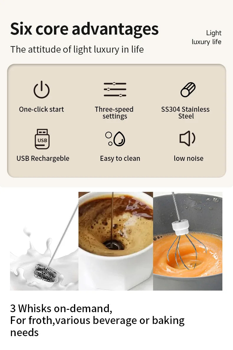 USB 3-Speed Milk Frother