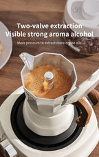 Dual Valve Moka Pot Set with Heater, Home Espresso Maker