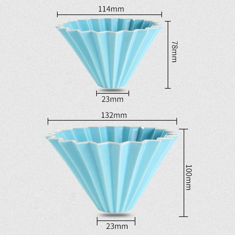 StepUp Coffee Origami Ceramic Pour Over Dripper, Handmade Cone Brewer