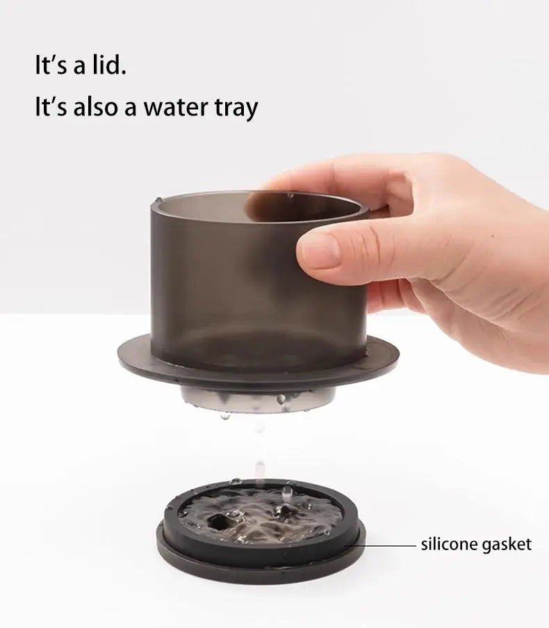Multipurpose TIMEMORE SimpleDrip lid that also functions as a water tray, featuring a silicone gasket for secure sealing.