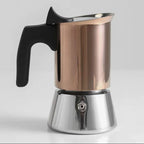 Gold Plated 6 Cup Moka Pot - Stainless Steel Italian Stovetop Espresso Maker, Dual Capacity 4-6 Cups, Induction Ready