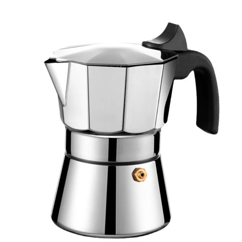 JUSTINLAU 150/300ML Octagonal Stainless Steel Moka Pot - Italian Style Espresso Maker for Home Brewing