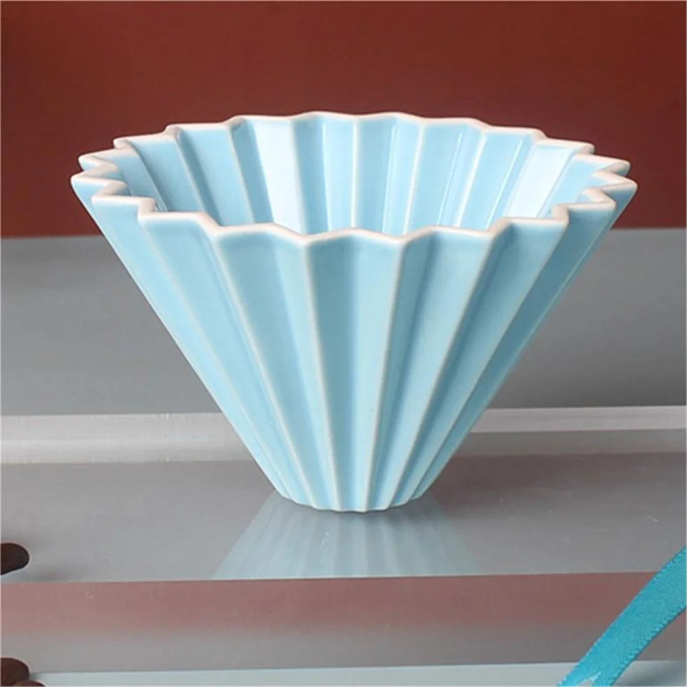 Ceramic Coffee Filter Cup Reusable Filters Coffee Maker Conical Hand Flush light blue StepUp Coffee