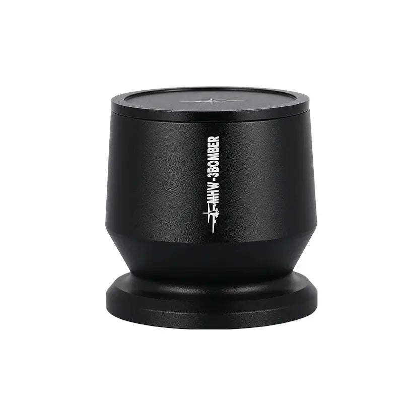MHW-3BOMBER Coffee Dosing Funnel Aluminum Alloy Dosing Shaker dispensing grounds into a dripper, compatible with 51-54mm portafilters. Ideal espresso accessory for home baristas.