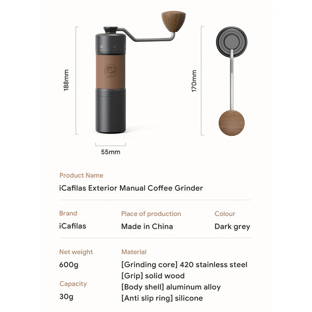 iCafilas Upgrade Manual Coffee Grinder Professional