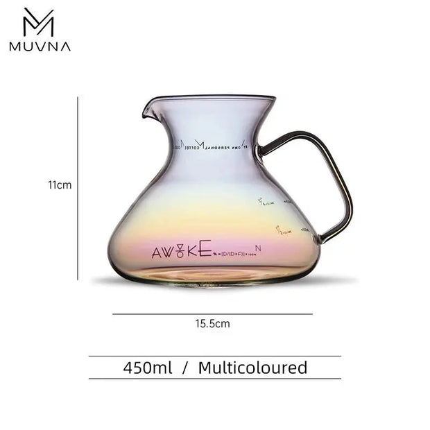 MUVNA Coffee Carafe Sharing Pot – 450ml Heat-Resistant Glass with Water Level Display