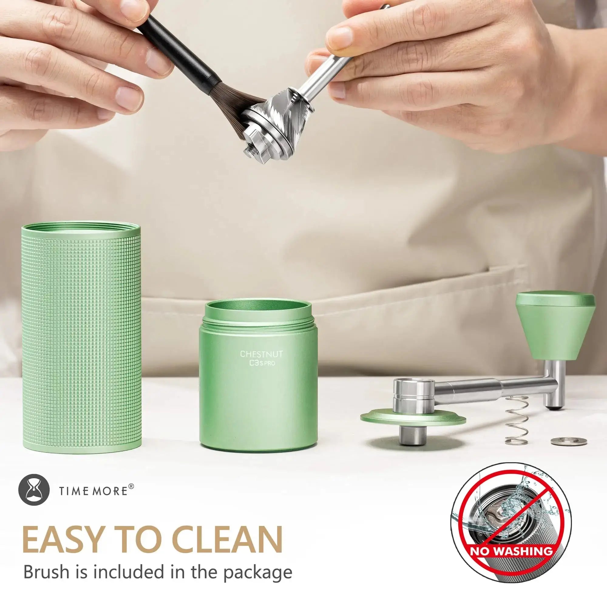 Espresso-ready stainless steel burr coffee grinder