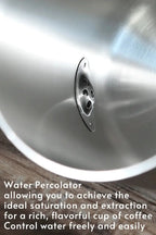 Stainless Steel 600ml Long Gooseneck Spout Barista Espresso Coffee Maker in matte blue with wooden knob lid, ideal for precise pour-over brewing.