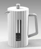 White French Press Coffee Maker with a modern design and heat-resistant glass. Enjoy smooth, flavorful coffee with this elegant press.