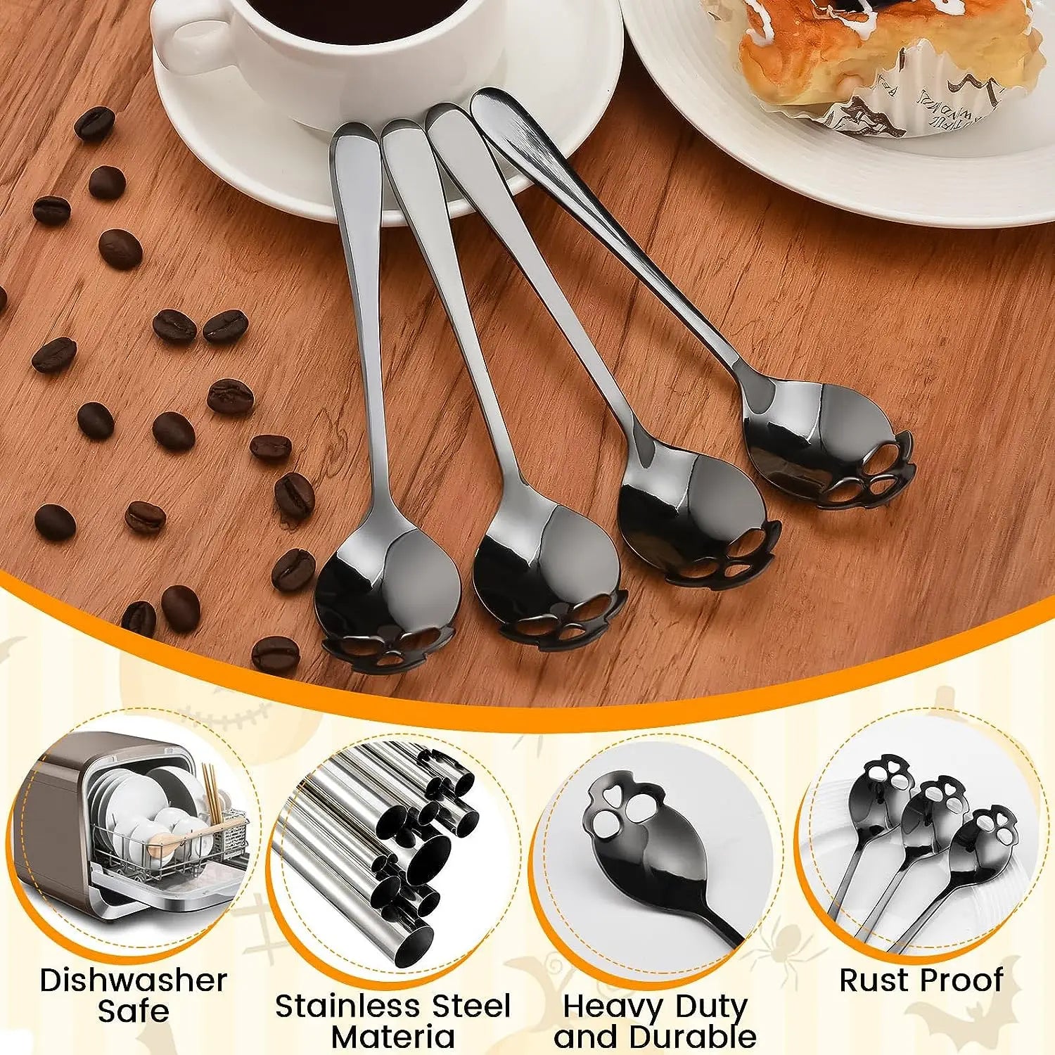 Creative Skull Coffee Spoon - Stainless Steel, Mirror Polished | Unique Coffee Spoon for Home or Café