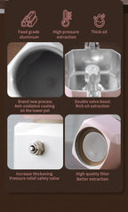 Double Valve Moka Pot Square Coffee Pot Espresso Pot Coffee Extraction Maker