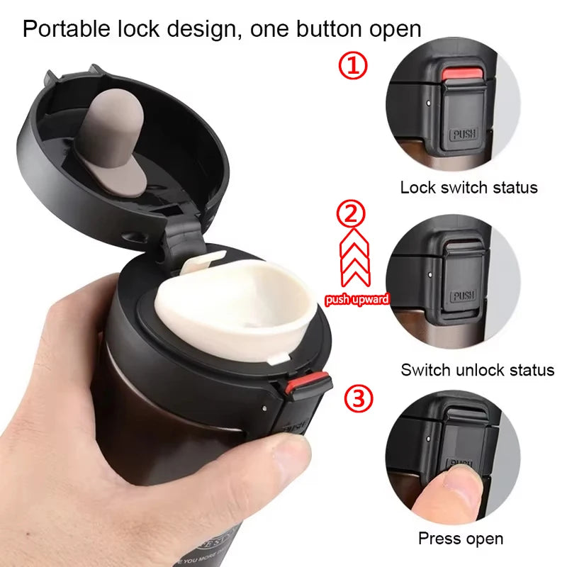 0.5L Stainless Steel Thermal Mug - Leak-proof Coffee Flask