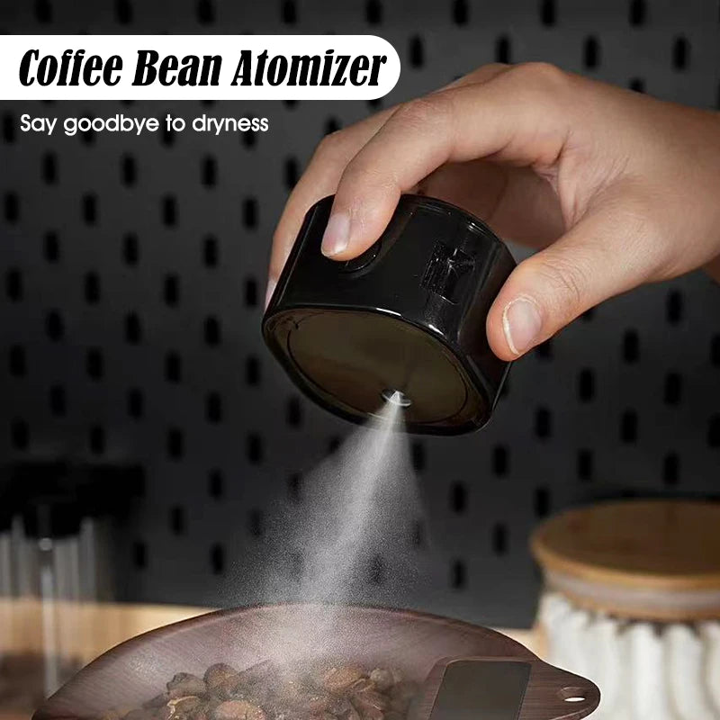 Rechargeable coffee bean atomizer with magnetic base and anti-static nano mist spray bottle for grinder prep