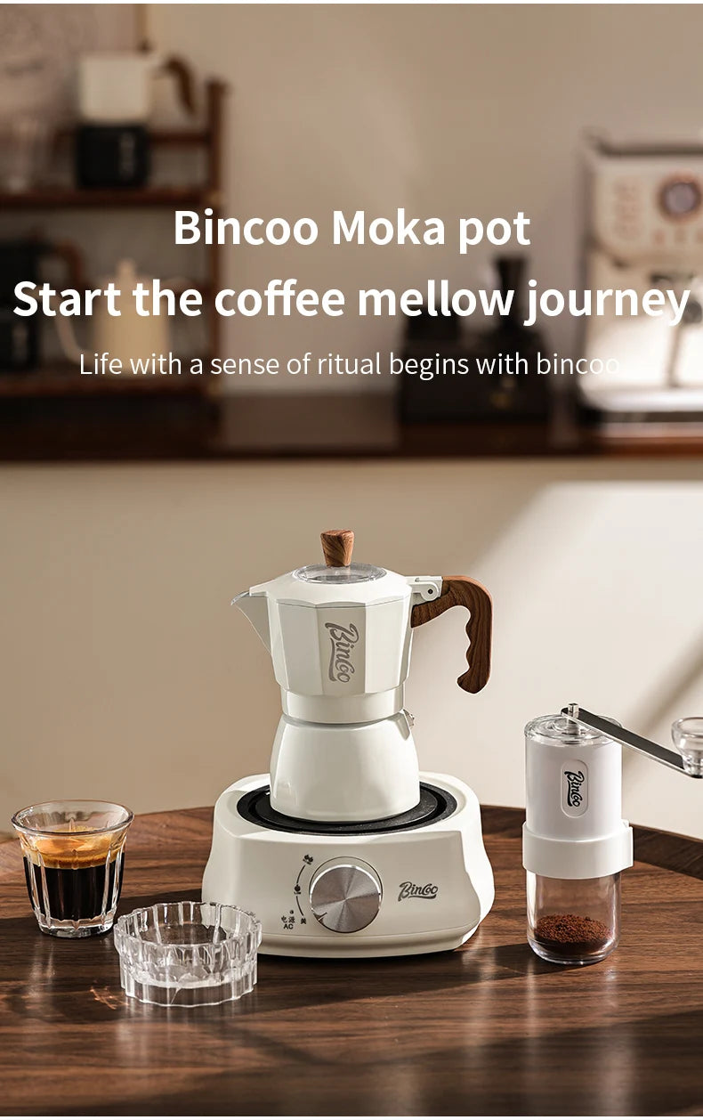 Dual Valve Moka Pot Set with Heater, Home Espresso Maker