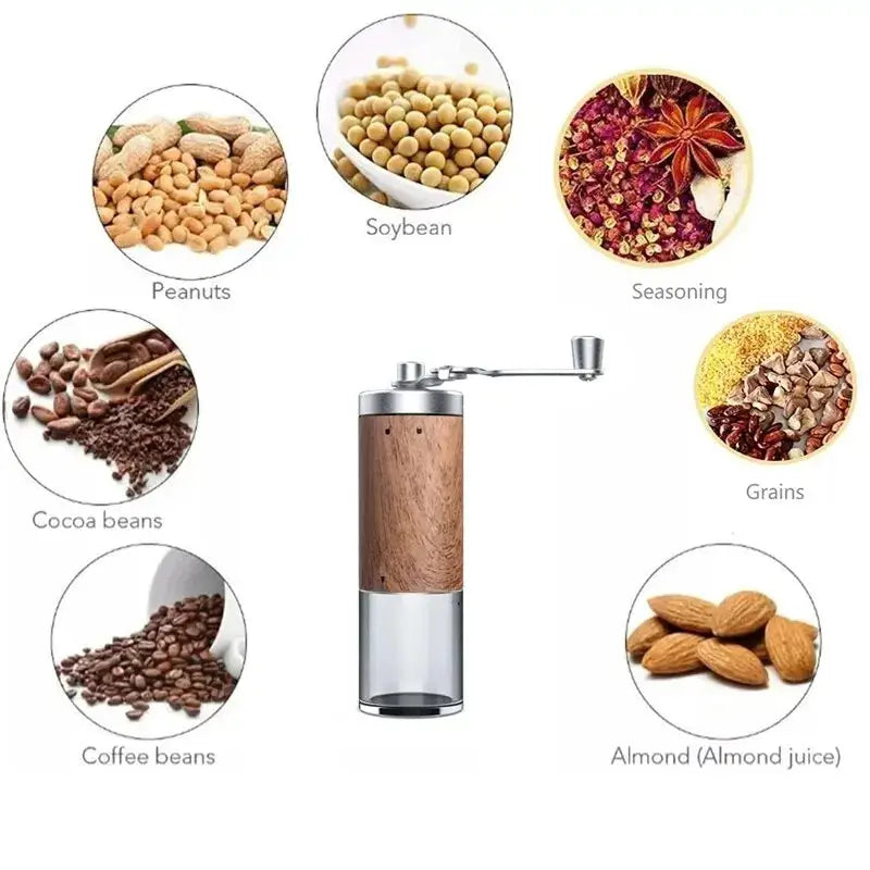 Coffee Manual Hand Grinder Portable Wood Grain Stainless Steel Coffee Grinders - StepUp Coffee