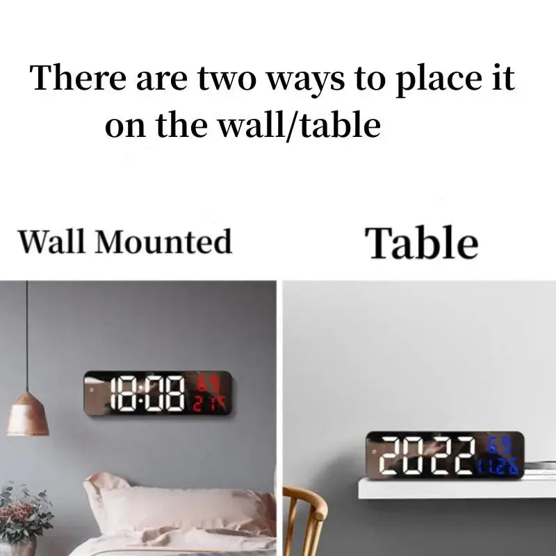 Digital Wall clock display time, temperature, alarm