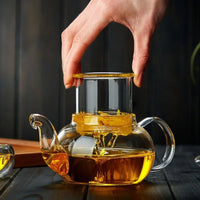 High Borosilicate Glass Flower Teapot Set: Heat-Resistant, Filterable, 400ml/1000ml" Glass Tea Pot - StepUp Coffee