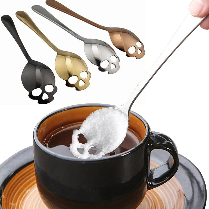 Creative Skull Coffee Spoon - Stainless Steel, Mirror Polished | Unique Coffee Spoon for Home or Café