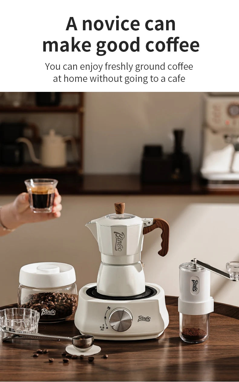 Dual Valve Moka Pot Set with Heater, Home Espresso Maker