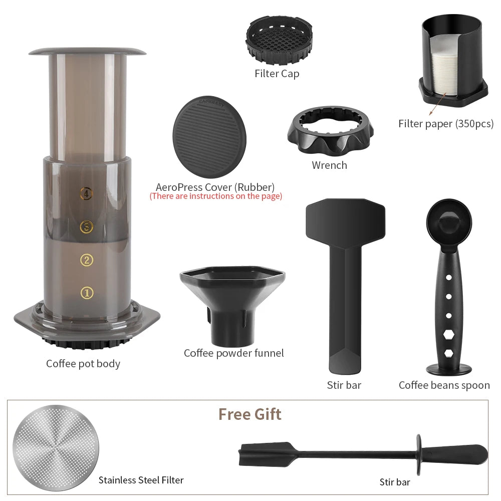 CAFEMASY Portable AeroPress Coffee Maker 250ml - Espresso & French Press Style
