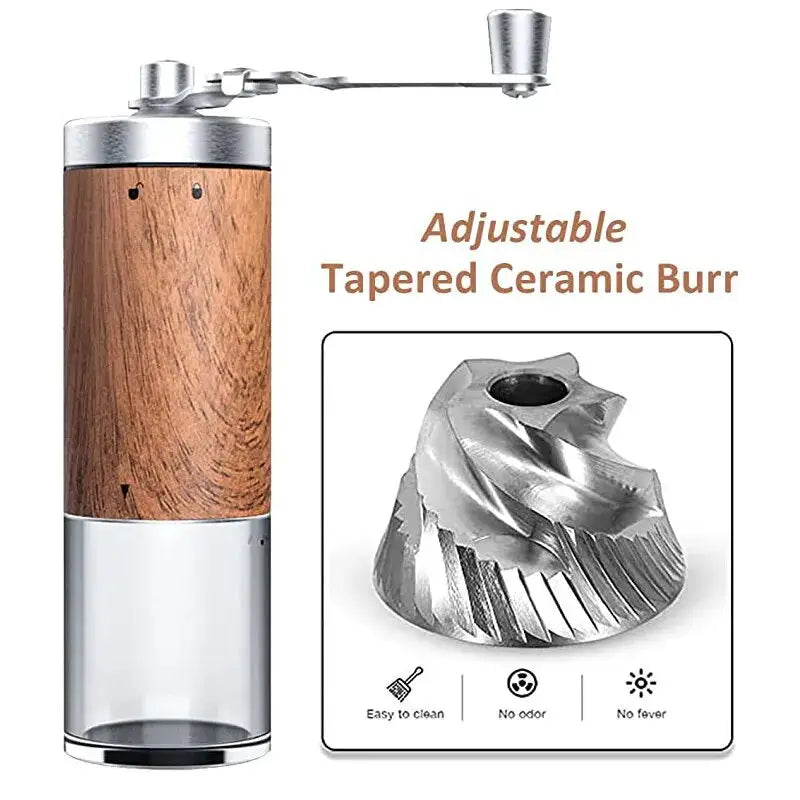 Coffee Manual Hand Grinder Portable Wood Grain Stainless Steel Coffee Grinders - StepUp Coffee