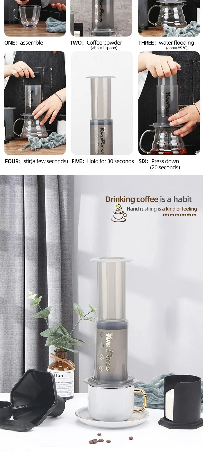Portable Coffee Press Brewer