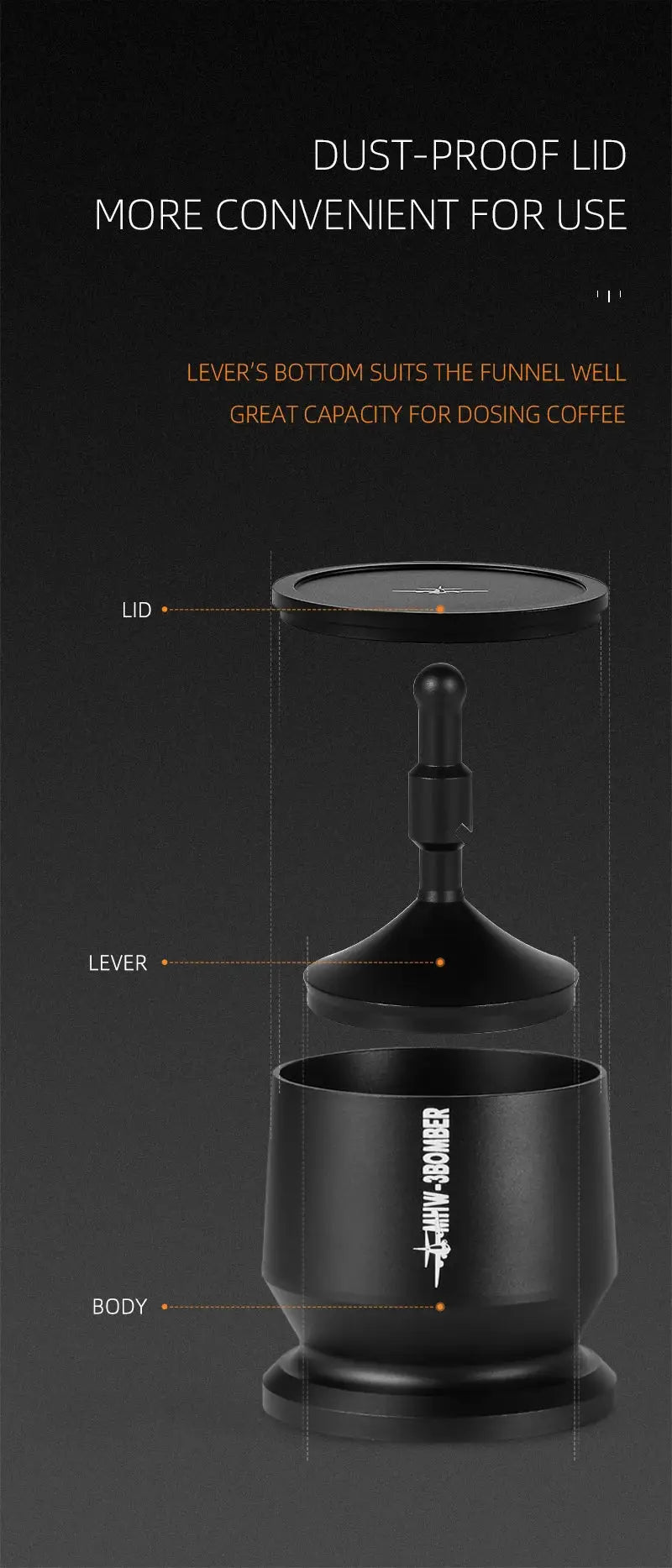 Coffee Dosing Funnel Aluminum Alloy Dosing Shaker dispensing grounds into a dripper on scale, fits 51-54mm portafilters, ideal for home baristas.