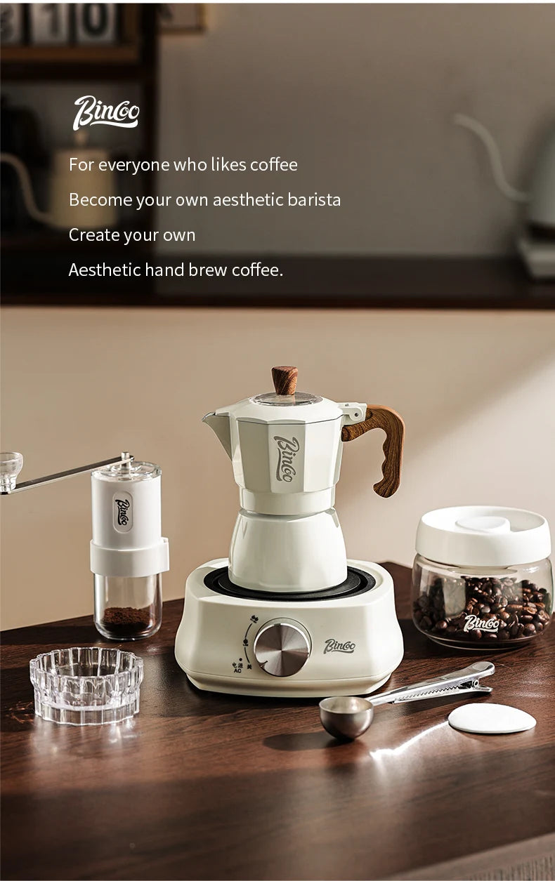 Dual Valve Moka Pot Set with Heater, Home Espresso Maker