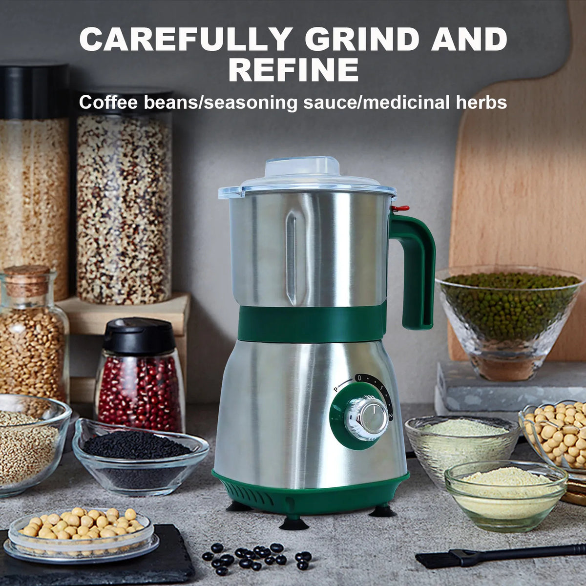 Electric Grinder 600ml Wet/Dry Dual-Use Mill Ultra-Fine Grain Grinder for Coffee Beans Spices Herbs and Various Beans