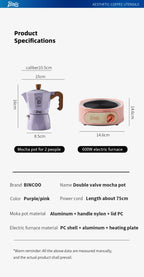 Double Valve Moka Pot Espresso Maker Manual Brewed