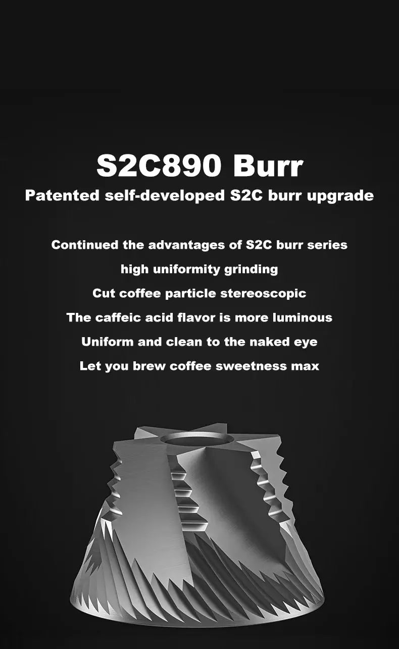 StepUP Coffee Manual Coffee Grinder Chestnut S3 – External Adjustment, S2C890 Burr