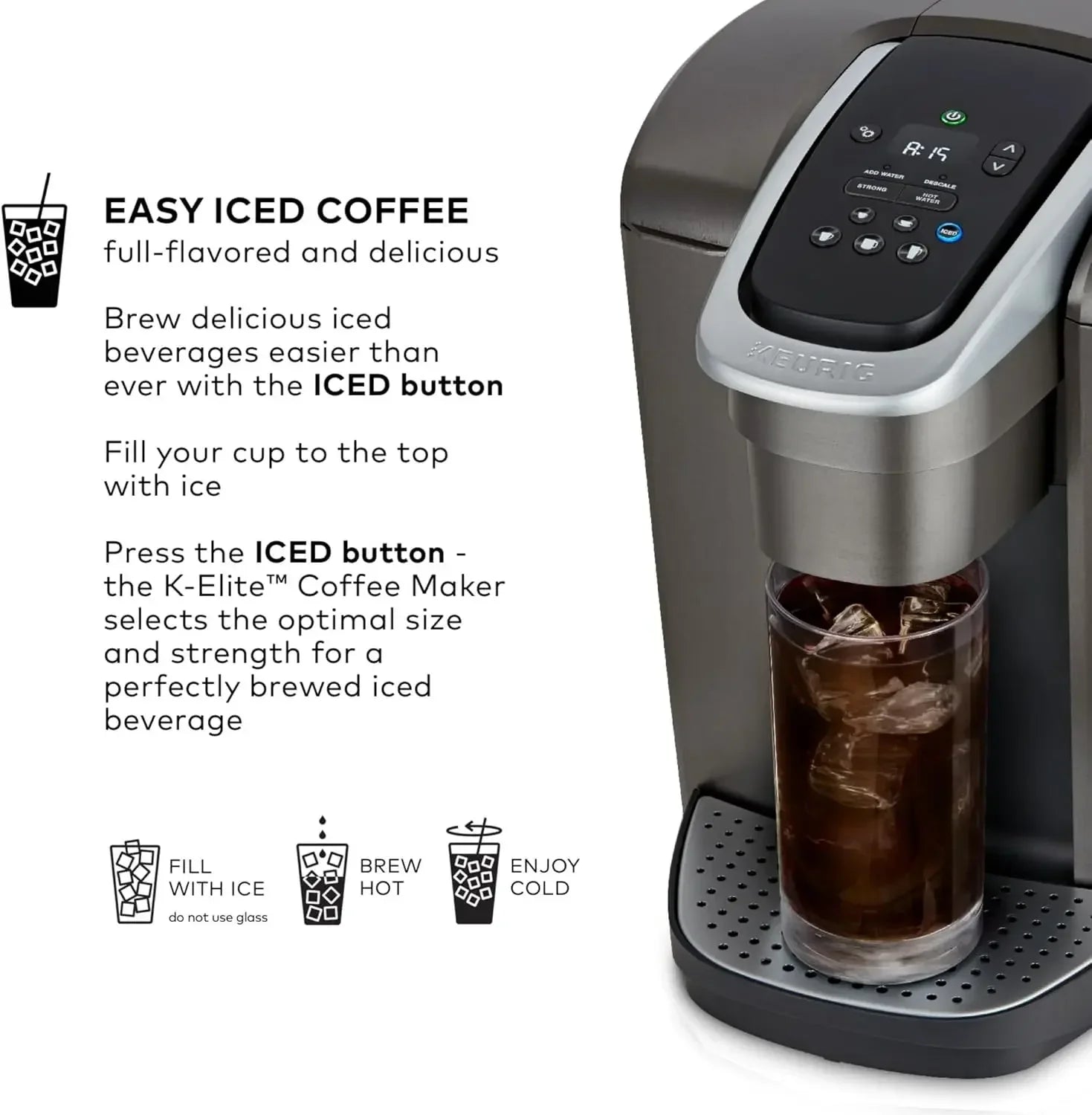 Single Serve K-Cup Pod Coffee Maker, with Strength and Temperature Control, Iced Coffee Capability, 8 To 12oz Brew Size