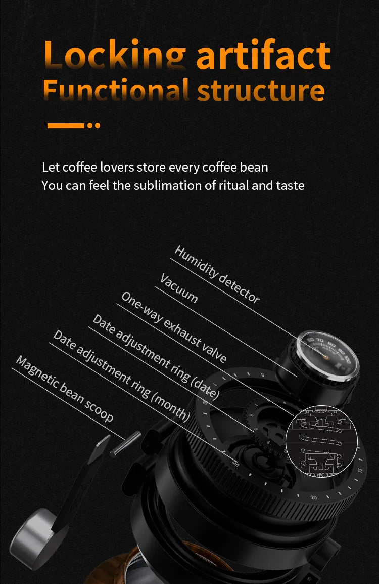 Bincoo 1000ml Airtight Coffee Canister - Vacuum Seal Stainless Steel Airscape Container for Coffee Beans | Kitchen Storage