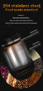 Bincoo 1000ml Airtight Coffee Canister - Vacuum Seal Stainless Steel Airscape Container for Coffee Beans | Kitchen Storage