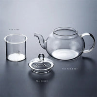 High Borosilicate Glass Flower Teapot Set: Heat-Resistant, Filterable, 400ml/1000ml" Glass Tea Pot - StepUp Coffee