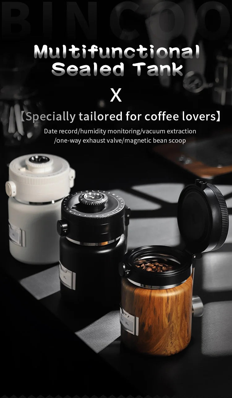 Bincoo 1000ml Airtight Coffee Canister - Vacuum Seal Stainless Steel Airscape Container for Coffee Beans | Kitchen Storage