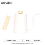 Stainless Steel 600ml Long Gooseneck Spout Barista Espresso Coffee Maker with ergonomic handle and precision pour spout for home brewing. Ideal for pour-over coffee, this black 304 stainless steel kettle is perfect for baristas and kitchen use.