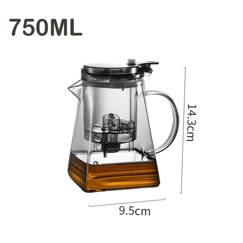 Glass Teapot with Press Tea Strainer Heat-Resistant Tea Water Separation Filter Glass Kettle Flower Tea Pot Household Teaware