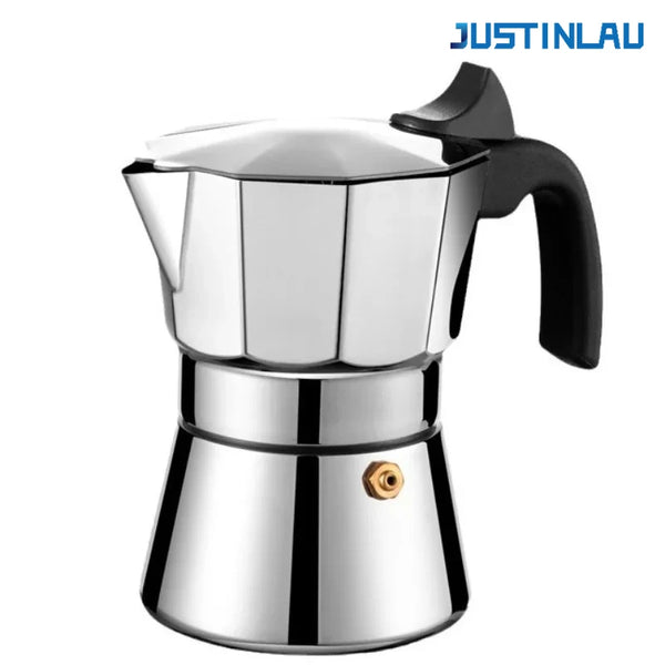 JUSTINLAU octagonal stainless steel moka pot, Italian-style stovetop espresso maker in 150ml or 300ml size