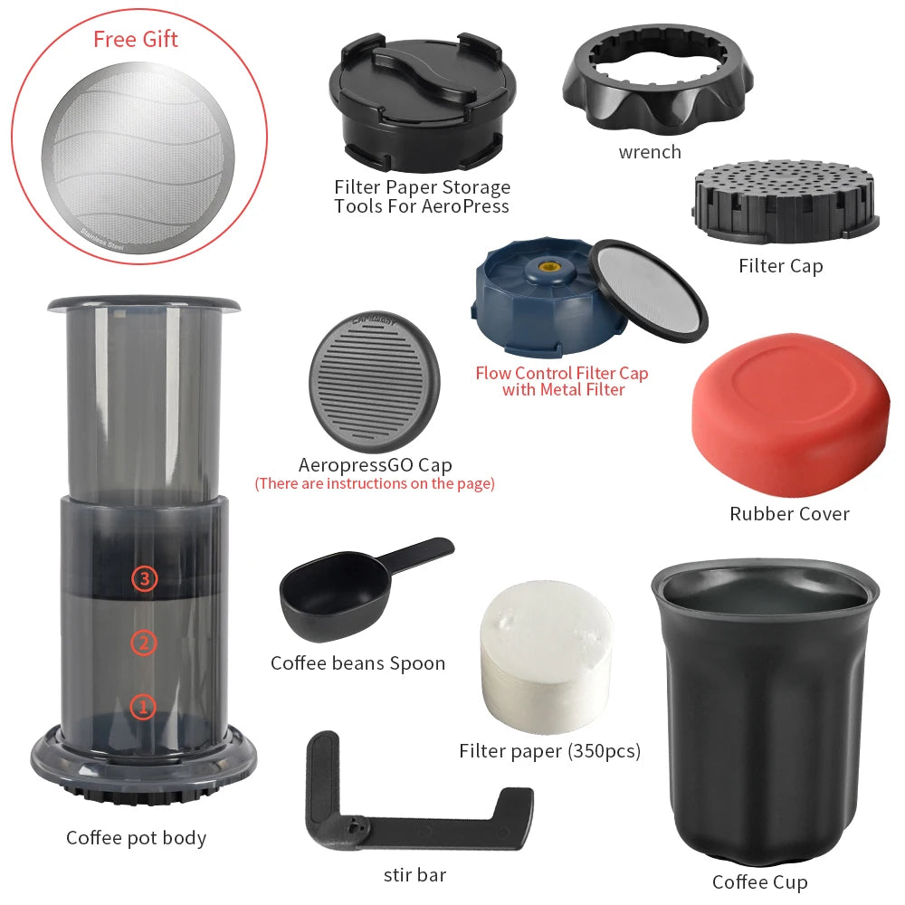 CAFEMASY Portable AeroPress Coffee Maker 250ml - Espresso & French Press Style