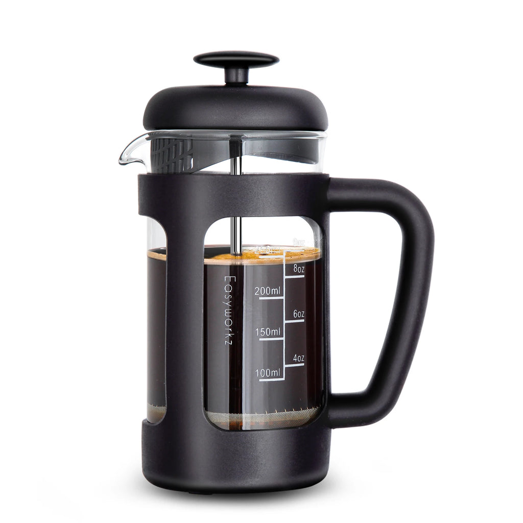 French Press  Coffee Tea Maker with Borosilicate Glass,Soft Grip Handle