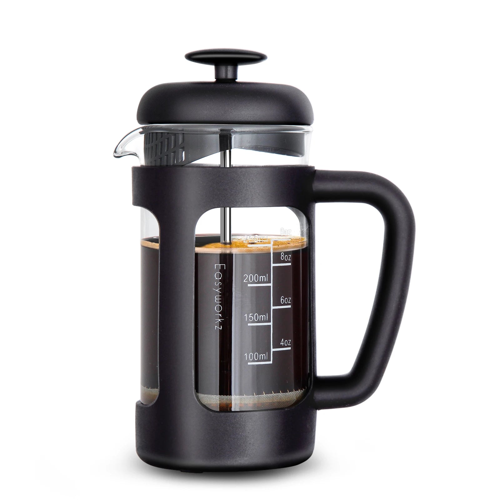 French Press  Coffee Tea Maker with Borosilicate Glass,Soft Grip Handle