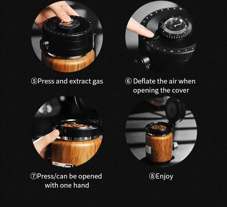 Bincoo 1000ml Airtight Coffee Canister - Vacuum Seal Stainless Steel Airscape Container for Coffee Beans | Kitchen Storage