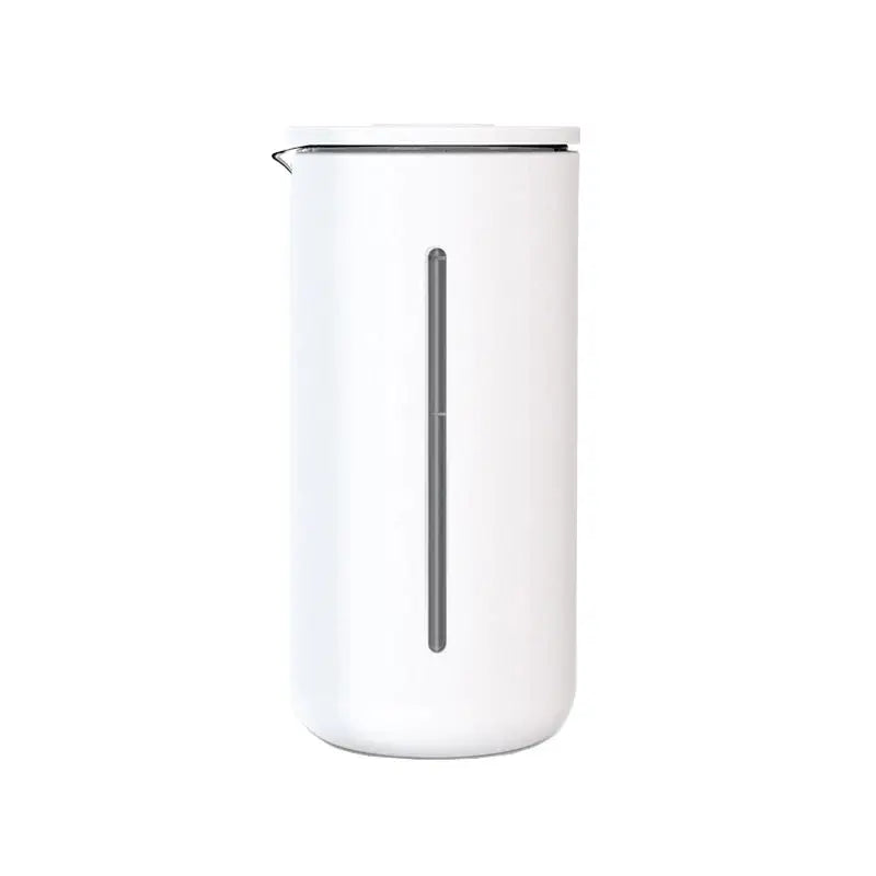 TIMEMORE French press coffee press in black and white with high-density stainless steel mesh and heat-resistant glass, 450ml, fingerprint-resistant design.