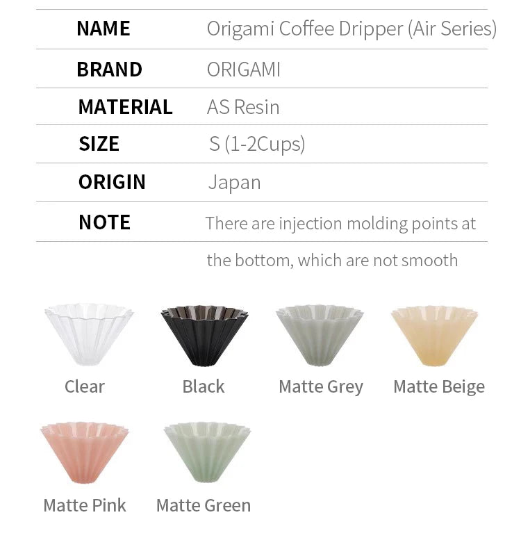 Origami Dripper Air S 1-2 Cups Pour Over Dripper Coffee Filter