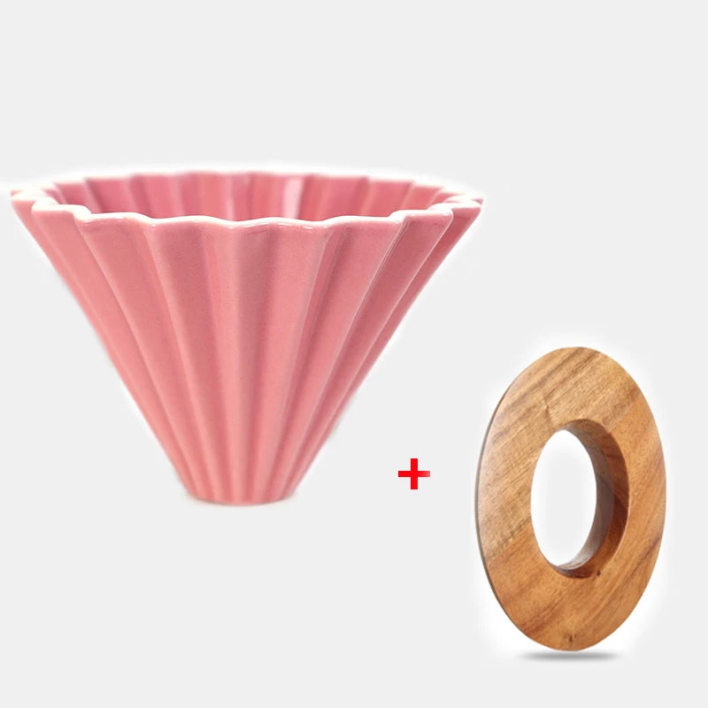 Close-up of the origami-inspired design of the coffee filter cup