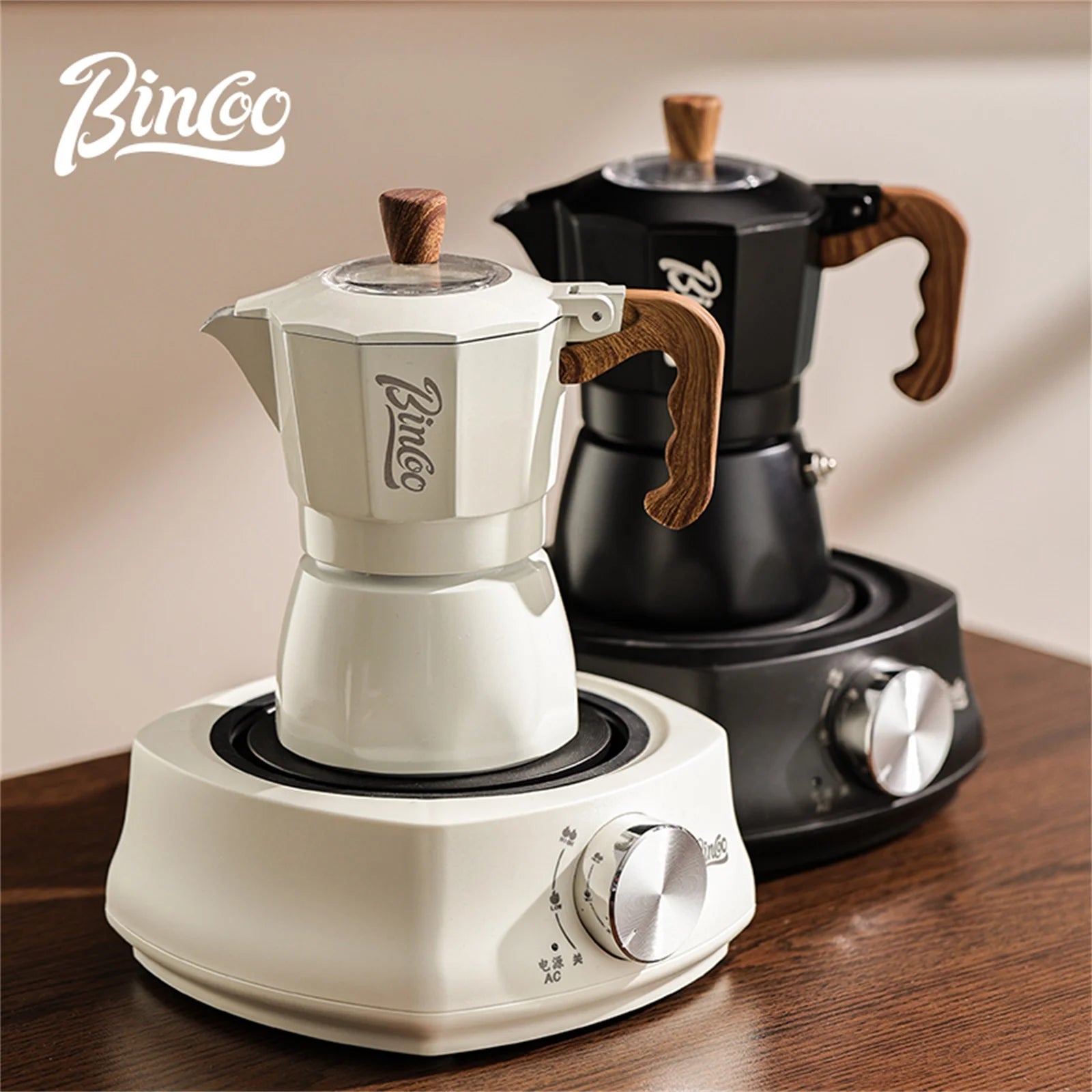 Dual Valve Moka Pot Set with Heater, Home Espresso Maker
