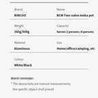 Dual Valve Moka Pot Set with Heater, Home Espresso Maker