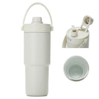 24oz ceramic lined thermal mug with handle, built-in straw, stainless steel vacuum body, portable travel tumbler