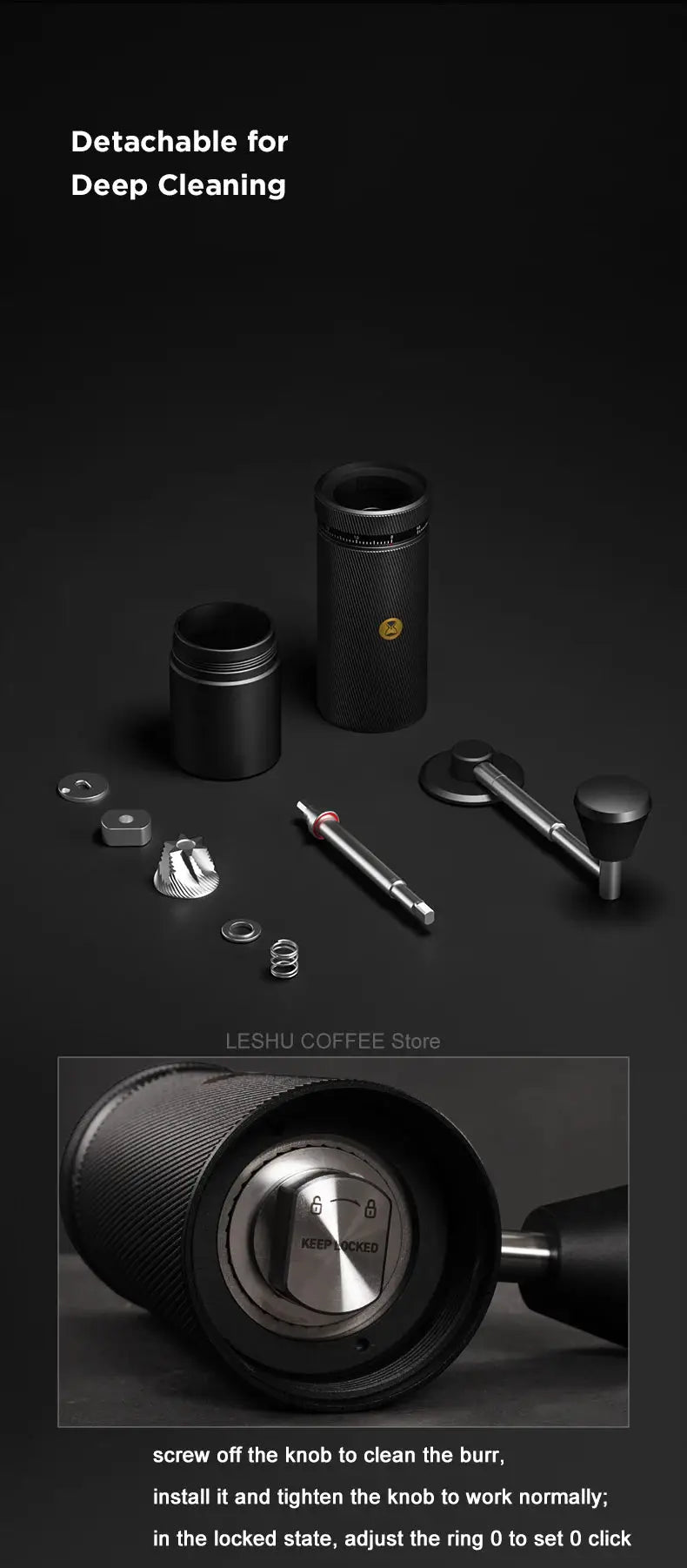 StepUP Coffee Manual Coffee Grinder Chestnut S3 – External Adjustment, S2C890 Burr